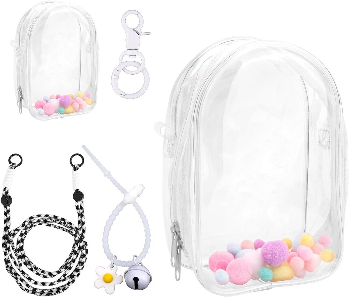 Poppen Vitrine Tas - Opberghoes Figuren - Poppen Presenteren - Transparant Venster - 15 cm Poppen - Wit