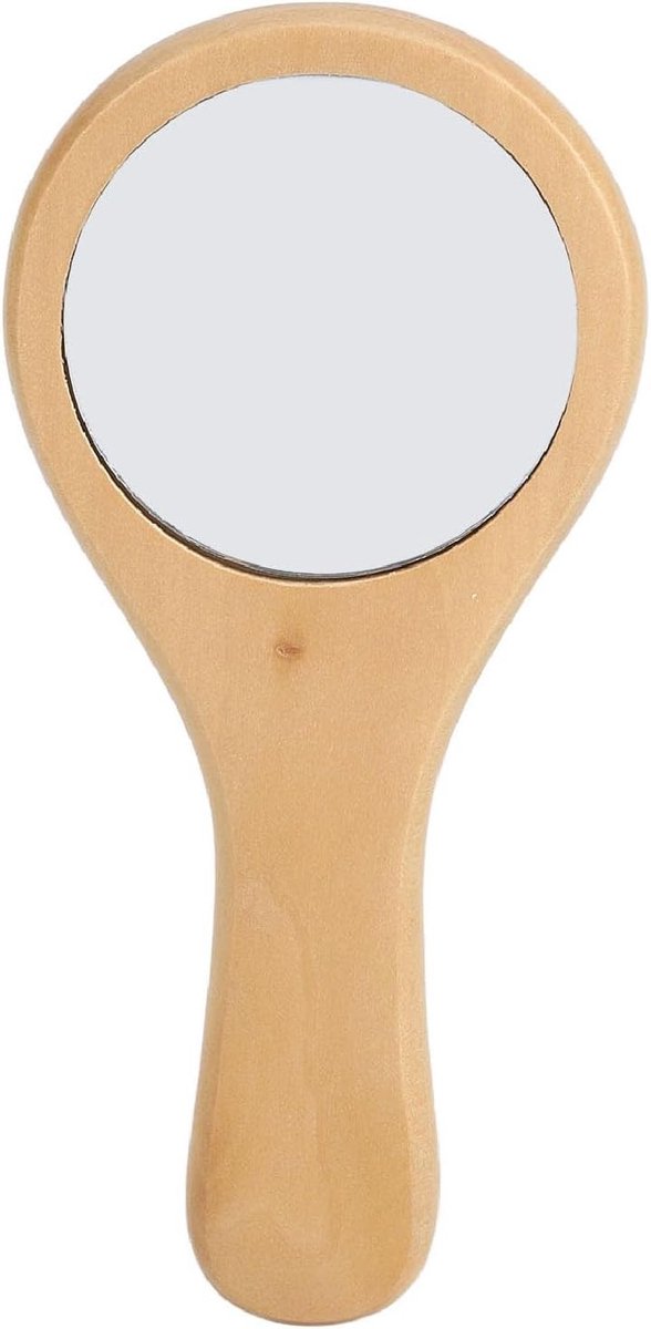 Draagbare Houten Make-up Spiegel met Ergonomische Handgreep, Ideaal voor Reizen en Thuisgebruik, Compact en Duurzaam