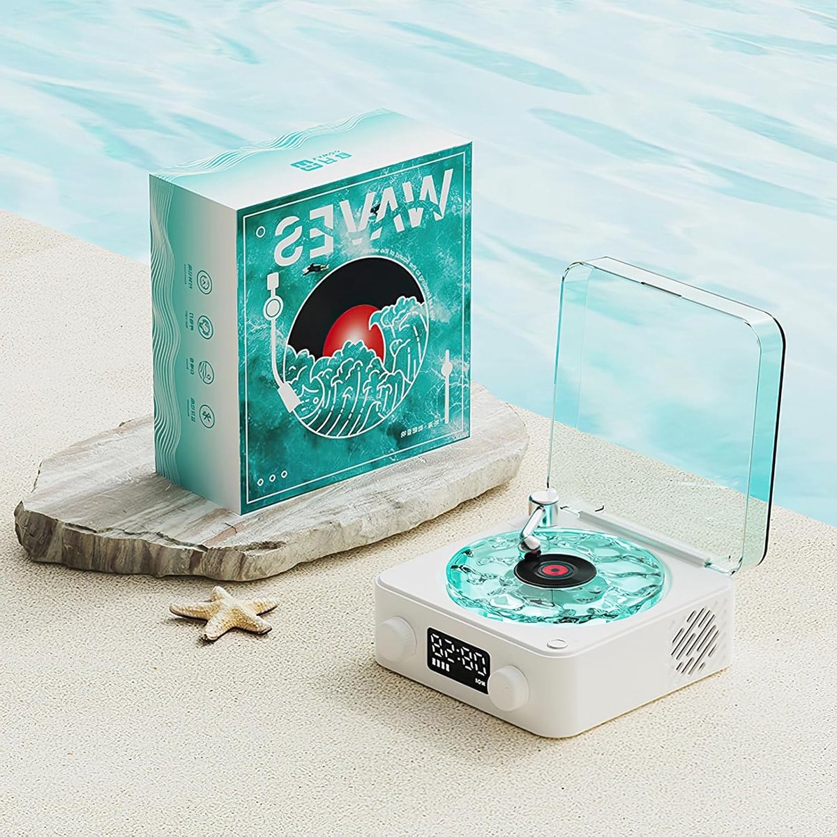 Vinyl Speler met Bluetooth, Aqua Vinyl Speaker en Hoogwaardige Geluidskwaliteit voor Muziekliefhebbers