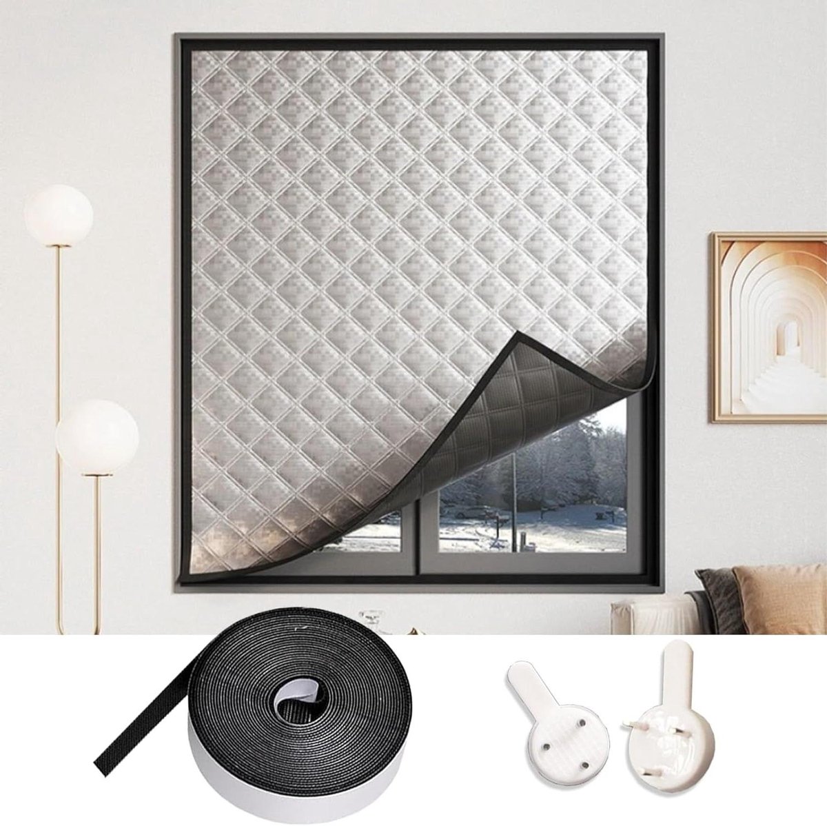 Raamisolatieset - Isolerende Gordijnen - Kamer Warm Houden - Drielaags Materiaal - 155 x 305 cm - Zilver