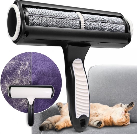 What's Goods® Huisdier haar verwijderaar - Geschikt voor kleding, meubels & meer - Kattenhaar en hondenhaar - Duurzame (statische) kleefroller/kattenroller - Pluizenborstel