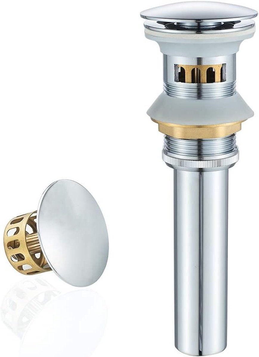 Wastafel Afvoer - Pop-up Drain - Badkamer Afvoer - Met Mandstop - Standaard 1 3/4" - Chroom
