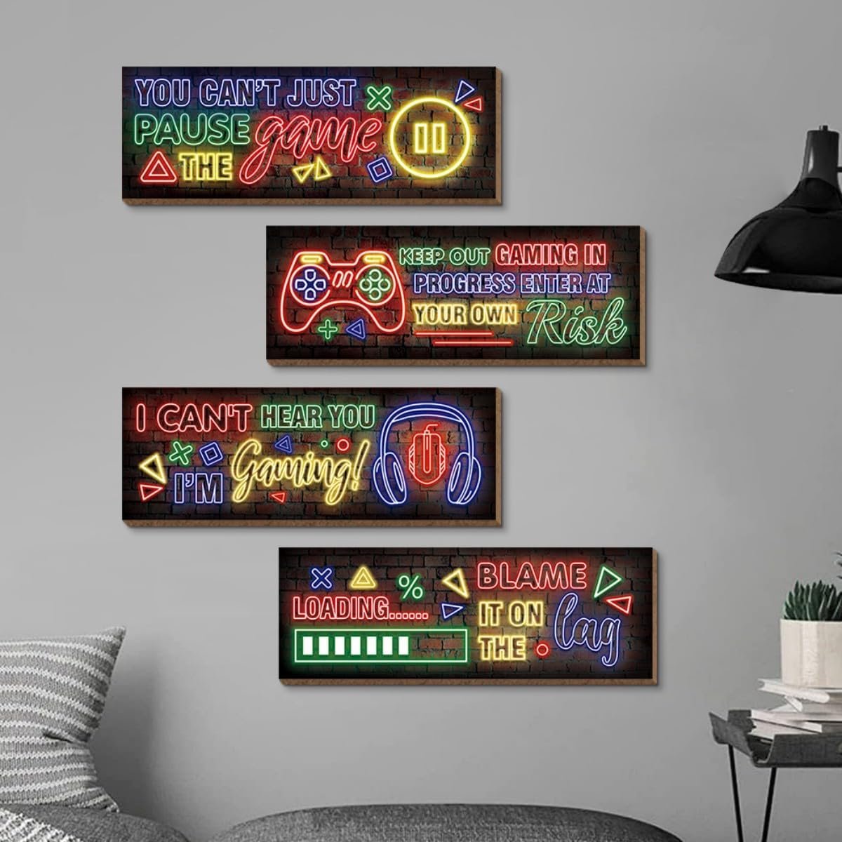 Gaming Houten Borden - Wanddecoratie Gamer - Speelkamer Inrichten - Neon Game Thema - 10 x 29 cm - Neon A — cadeau in Wonen & Interieur - foto 6