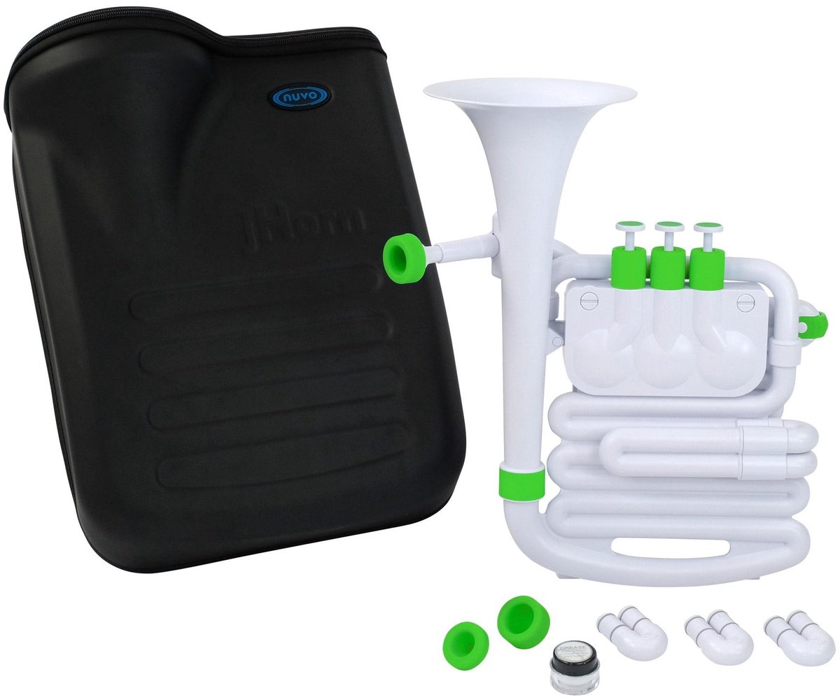 NUVO jHorn wit-groen kinder blaasinstrument in Bb lichtgewicht met draaiventielen