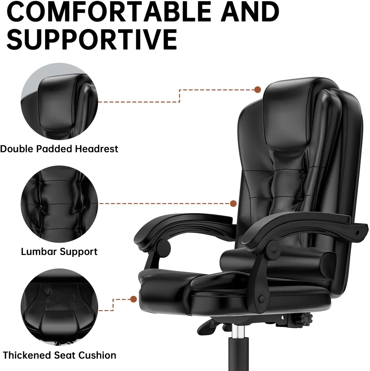 Ergonomische bureaustoel - Gaming stoel - Stoel - Kantoor - Wielen - Grijs thumbnail 5