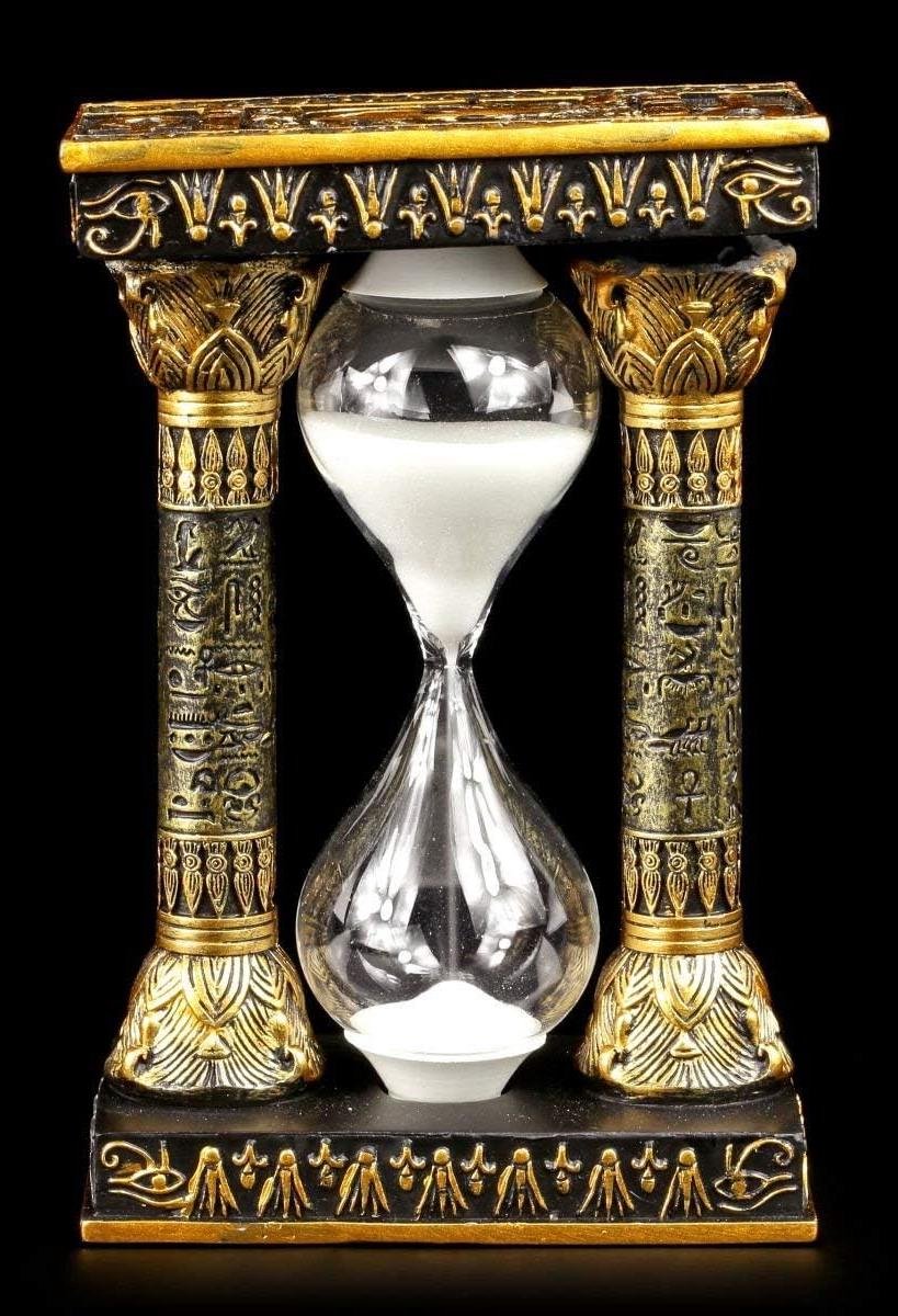 Egyptische Zandloper - Zandloper met Symbolen - Decoratie Woonkamer - Handbeschilderd Kunststeen - 15 cm x 10 cm - Goud