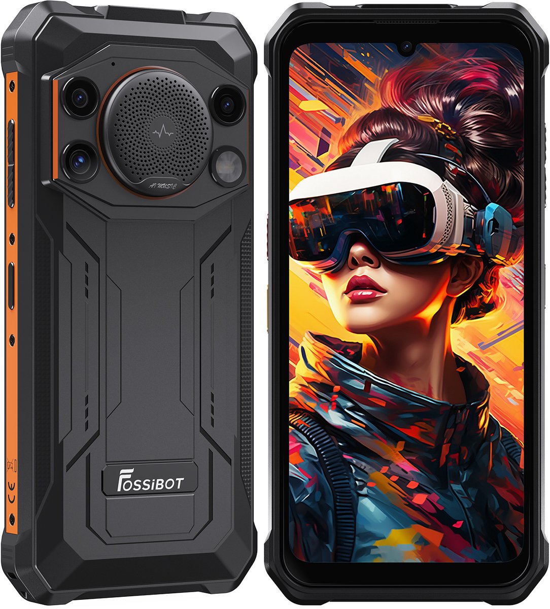 FOSSiBOT F110L Robuuste Smartphone - Dual SIM - 4GB RAM - 128GB ROM - 10000mAh - 6,745 inch HD+ IPS Scherm - IP68 Waterdicht Telefoon -Android 15- GPS,NFC,OTG -oranje