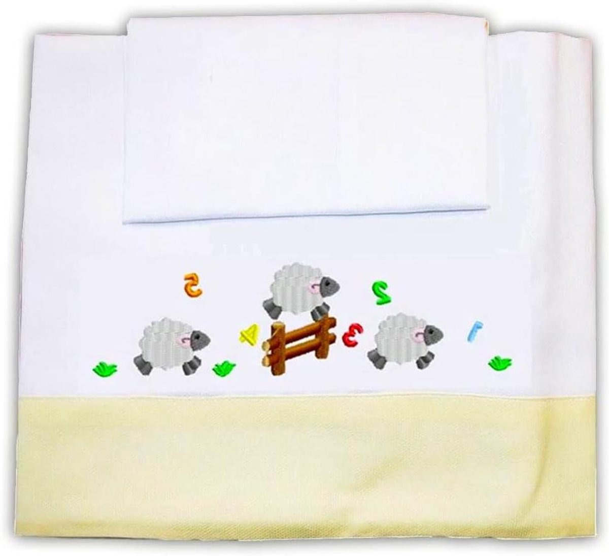 Baby Beddengoed Set - Ledikant Linnen - Babykamer Inrichten - Geborduurde Katoen Piquet - 110 x 140 cm - Geel