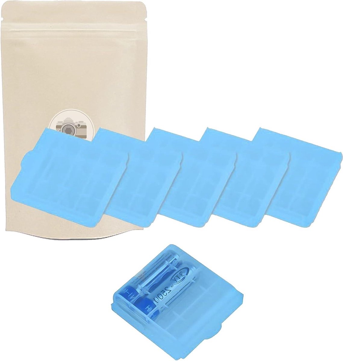 Batterijdozen AA - Batterijhouders Opbergdoos - Batterijen Beschermen - Translucent Blauw Kunststof - 5 Stuks - Blauw