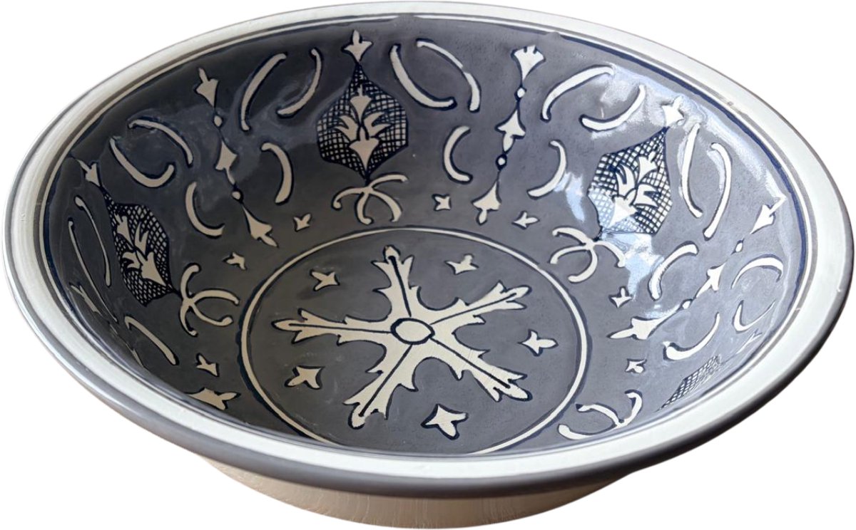 Saladier Ø 28 cm Nejma Gris - Handgemaakt | Dishes & Deco