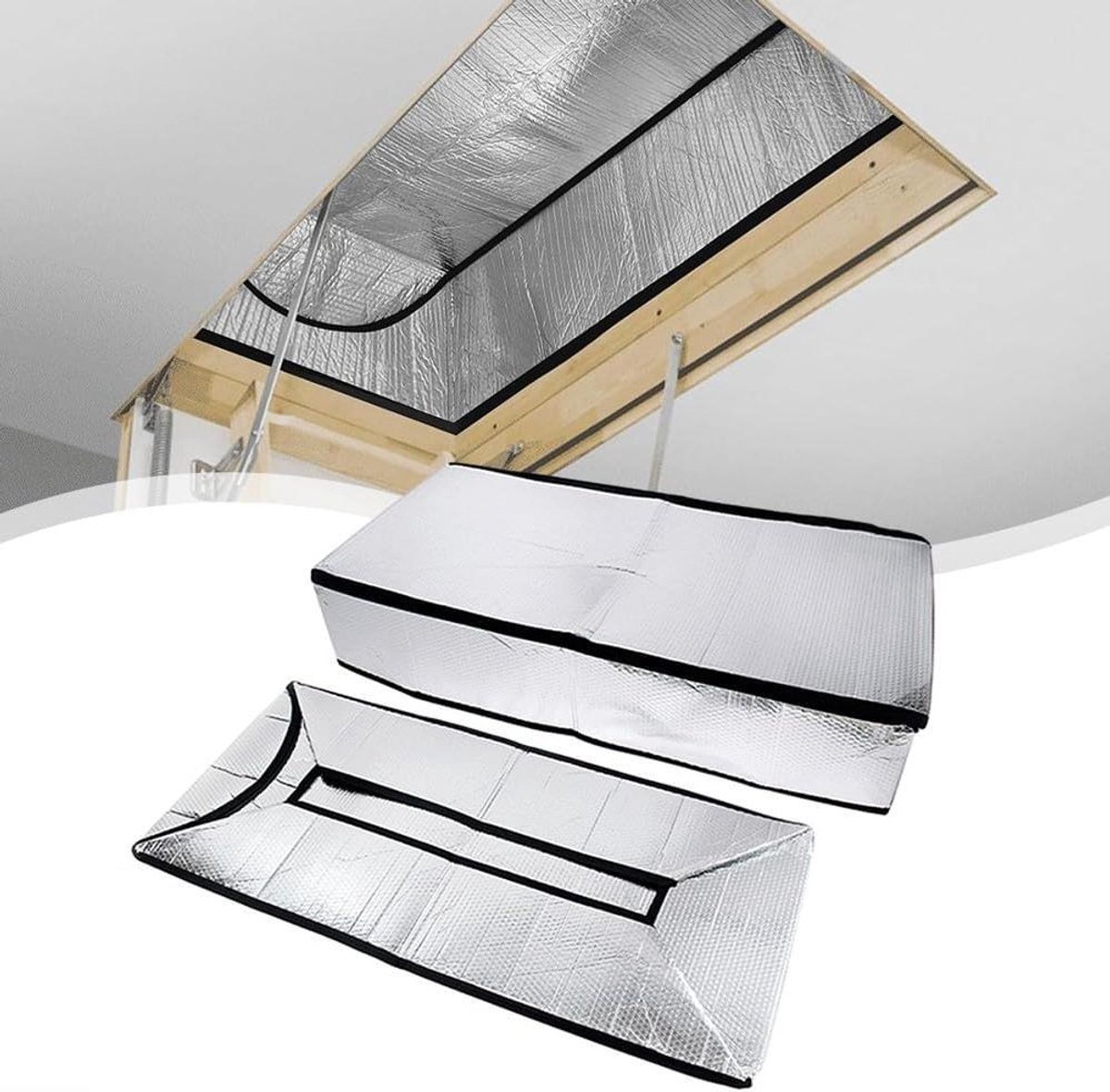 Zolderisolatiehoes - Zoldertrap isolatie - Energierekening besparen - Dubbele aluminium lagen - 635 x 1372 x 279 cm - Zilver