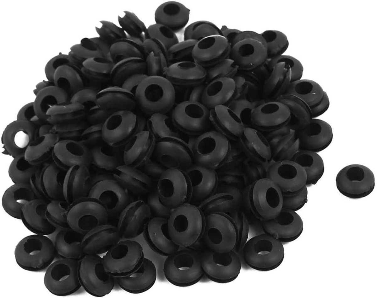 150 Stuks Zwarte Rubber Grommets 4mm - Kabelbescherming Ringen voor Elektrische Draad en Stekkers