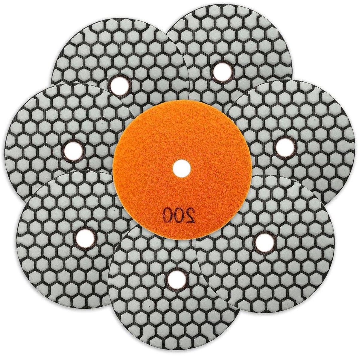 Diamant Polijstpads - Schuurschijven Set - Steen Bewerken - Droog Polijsten - 100 mm 8 Stuks - Zwart