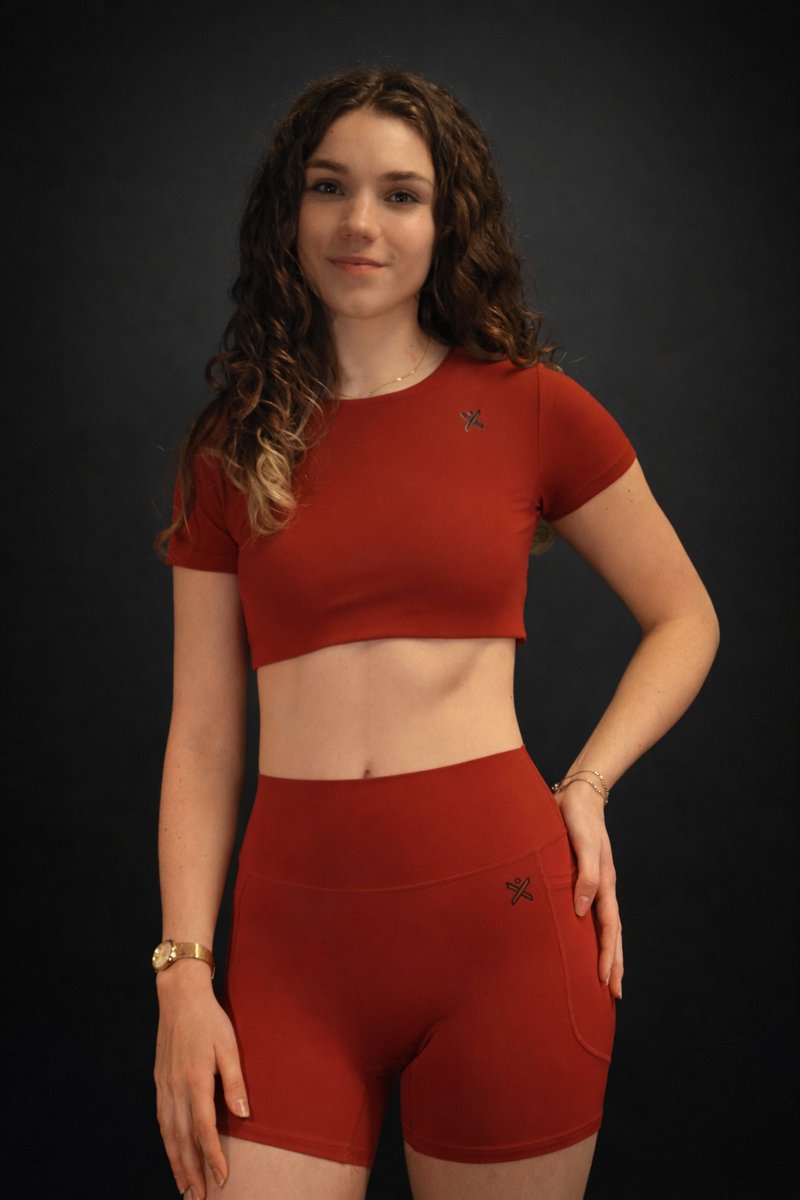 MaxOut - Sportkleding - Sport crop top short sleeve dames - Rood - Maat S