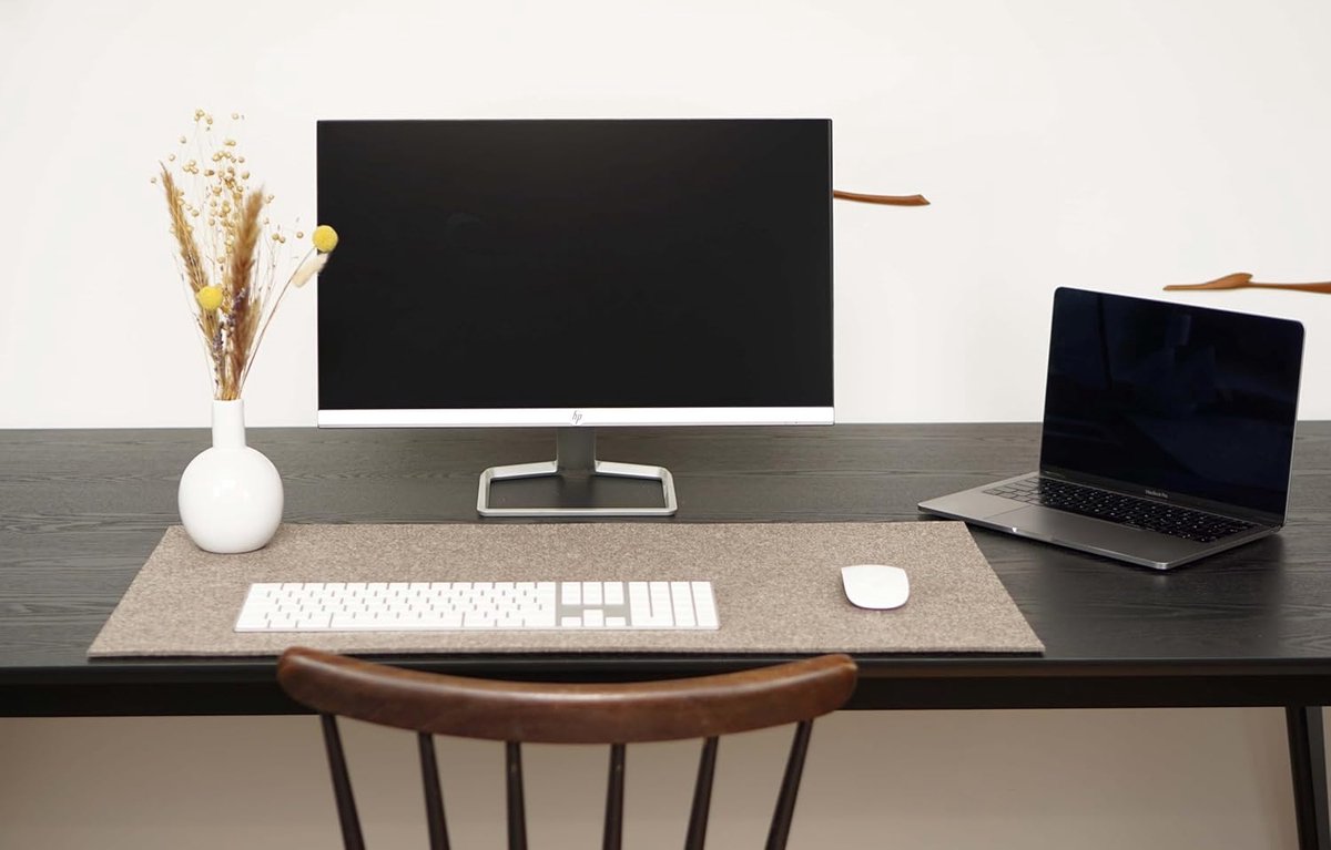 Bureauonderlegger Vilt - Bureau mat - Bureau Beschermen - Gemaakt van Gerecycled PET - 90 x 50 cm - Mistgrijs — cadeau in Wonen & Interieur - foto 5