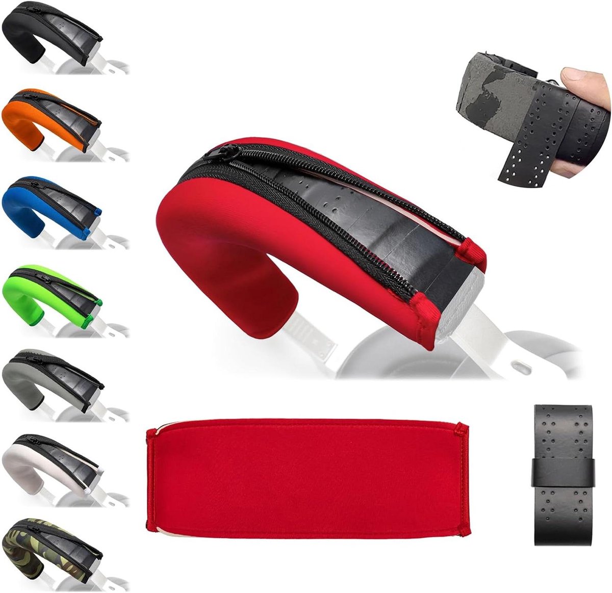 Hoofdtelefoon Hoofdband Cover - Hoofdband Kussen Tape - Hoofdtelefoon Beschermen - Innovatief Dubbel Ontwerp - 24.5 cm - Rood