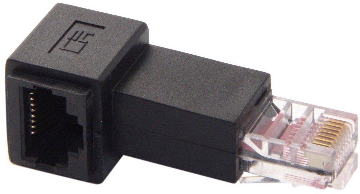 Netwerkverlengkabel Adapter - Ethernet Hoekstuk - Netwerk Verbinding - 90 Graden Hoek - 10 Meter - Grijs
