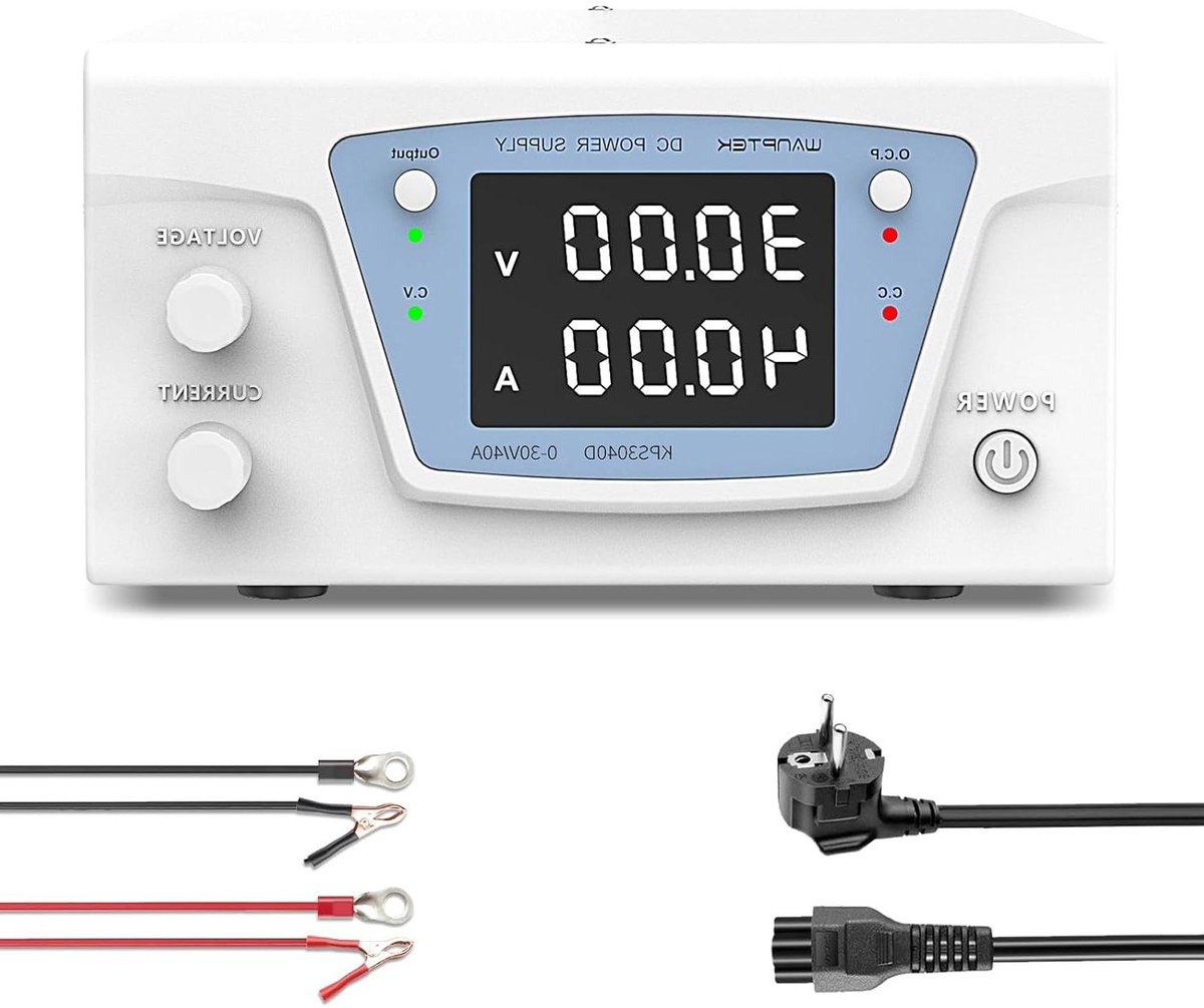 Instelbare Laboratorium Voeding - DC Voeding Instelbaar - Elektronica Reparatie - Encoder Draaiknop Bediening - 1200 Watt - Zwart