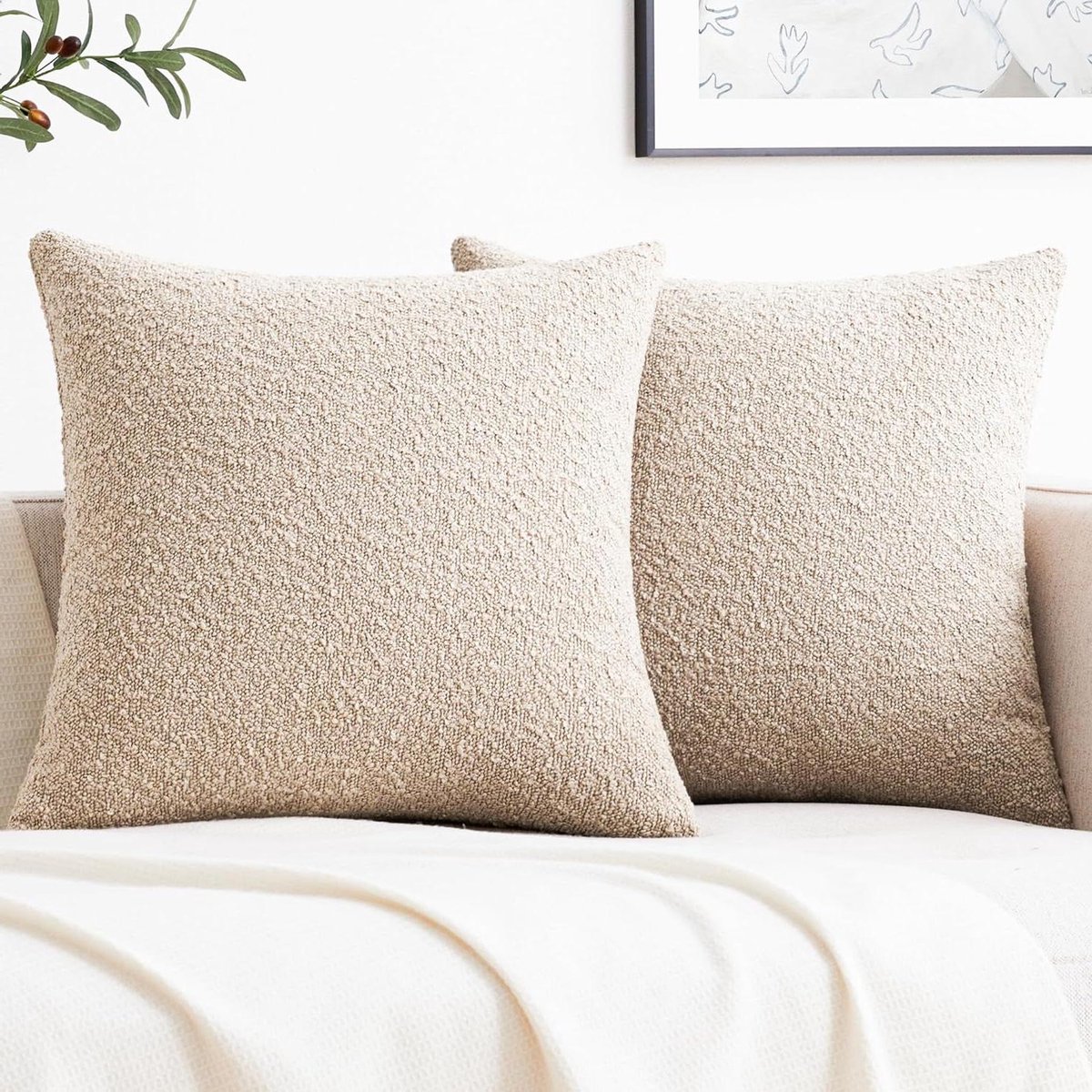 Decoratieve Sierkussenslopen - Kussenhoezen Set - Bank en Bed Aankleden - Iconische Boucle Textuur - 50 x 50 cm