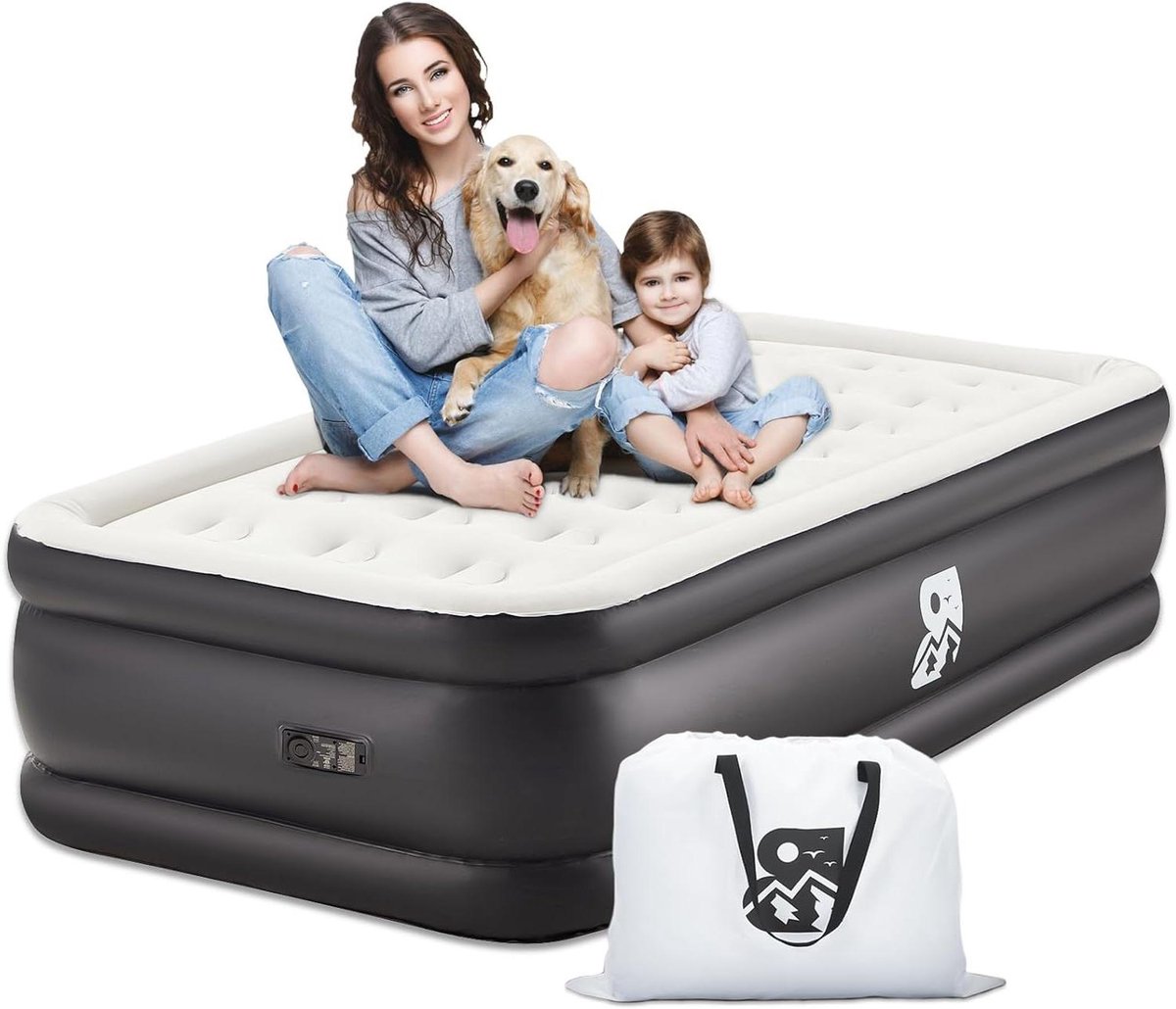 Luchtbed - Opblaasmatras Kampeerbed - Comfortabel Slapen - Geïntegreerde Pomp - 457 cm Hoog - Zwart