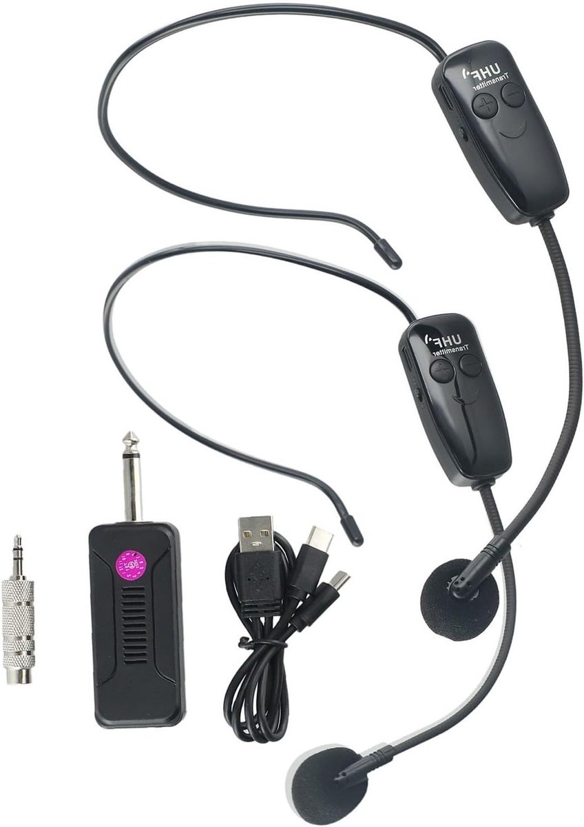 Draadloze Microfoon Set - UHF Microfoon Systeem - Toespraken Presentaties - 50 Meter Bereik - 8 Uur Werktijd - Zwart