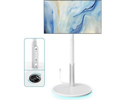 Mobiele TV standaard - TV trolley met wielen - Flexibel TV kijken - Geïntegreerd stopcontact - 27-65 inch - Wit