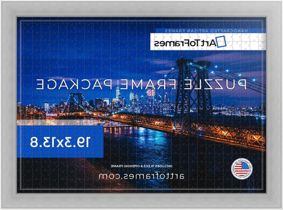 Puzzellijst Roestvrij Staal - Fotolijst Wanddecoratie - Puzzels Inlijsten - Speciale Afmetingen - 19.3 x 13.8 inch - Zilver