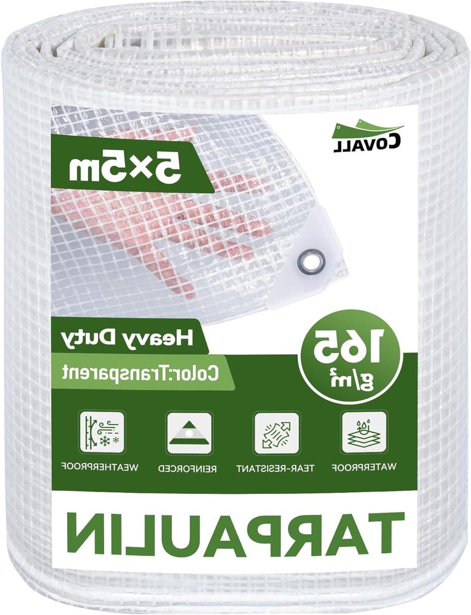 Transparant Afdekzeil - Zeildoek Waterdicht - Bescherming Buiten - Scheurvast HDPE Materiaal - 5x5m - Transparant