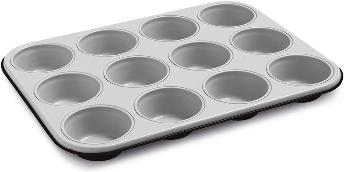 Muffinvorm - Cupcakevorm Bakblik - Muffins Bakken - 12 holtes - Standaard maat - Zilver
