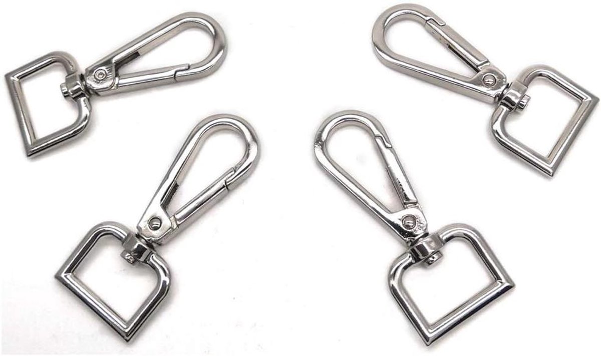 Kreeft Klauw Sluitingen - Draaibare Clips Haken - Sleutelhangers Knutselen - Metalen D-Ring - 3/4 inch - Zilver