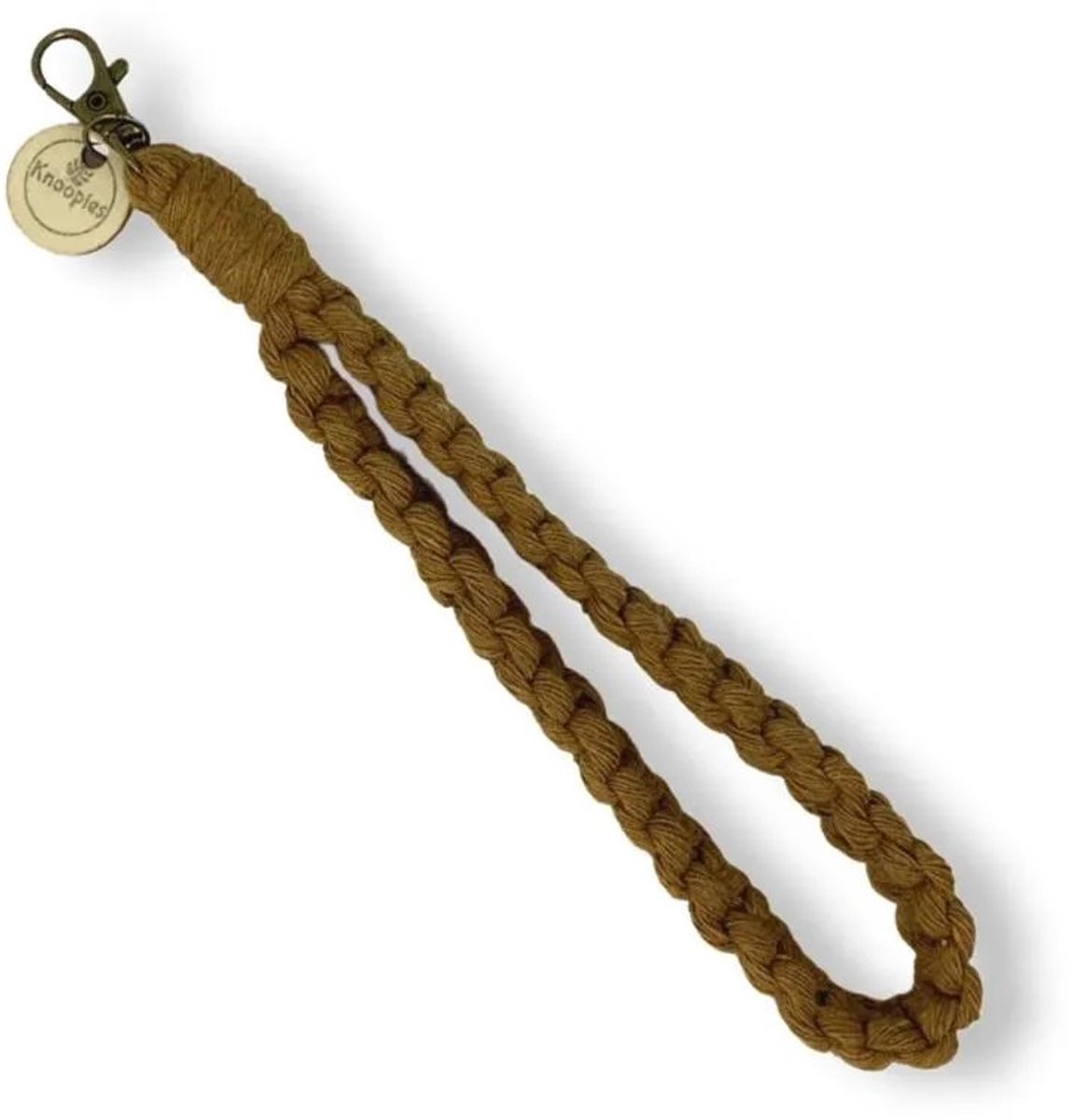 Macramé Pols Keycord - Squared - Caramel - Katoenkoord - Prijs per Stuk - Inclusief Verzendkosten