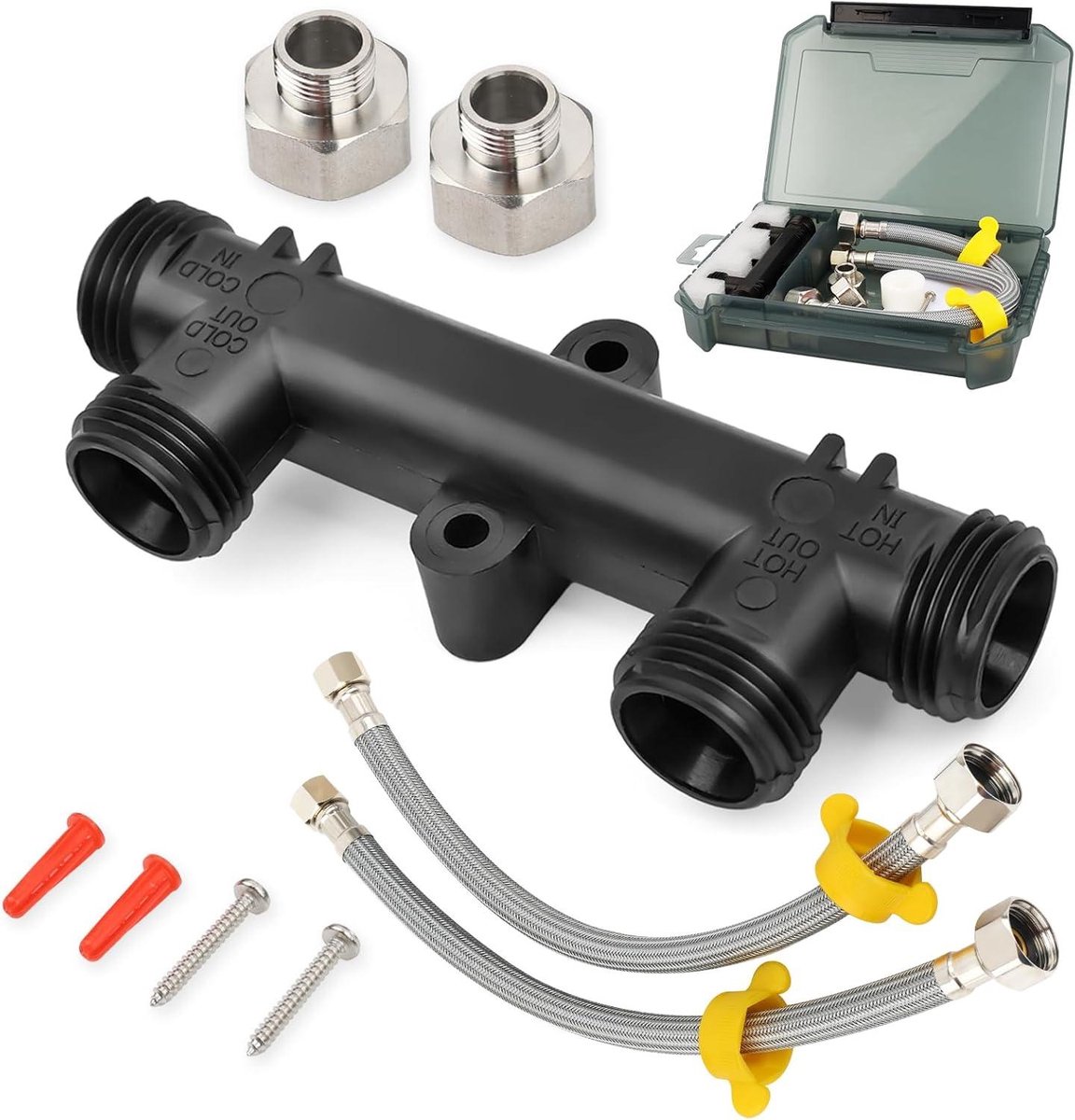Sensorventielset Warmwater - Recirculatiepomp Klep - Warm Water Circulatie - Automatische Functie - Twee 12 inch buizen - Zilver