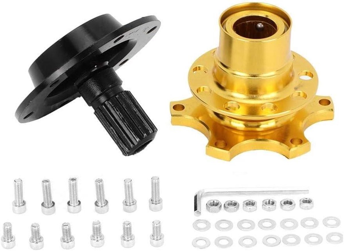 Stuurwiel Snelspanner - Universele Naafadapter - Race Gebruik - CNC Gelegeerd - 6-Gats - Goud