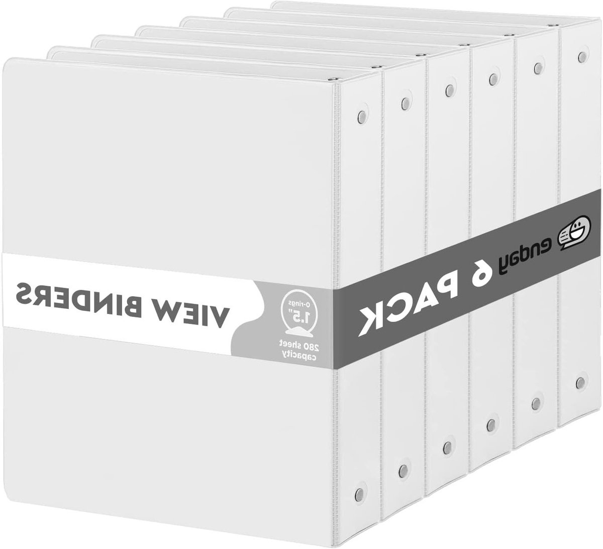 Ringbanden 15 inch - Bindmiddelen School - Organisatie Documenten - Transparante Kaft Met Binnenzakken - 6 stuks - Wit