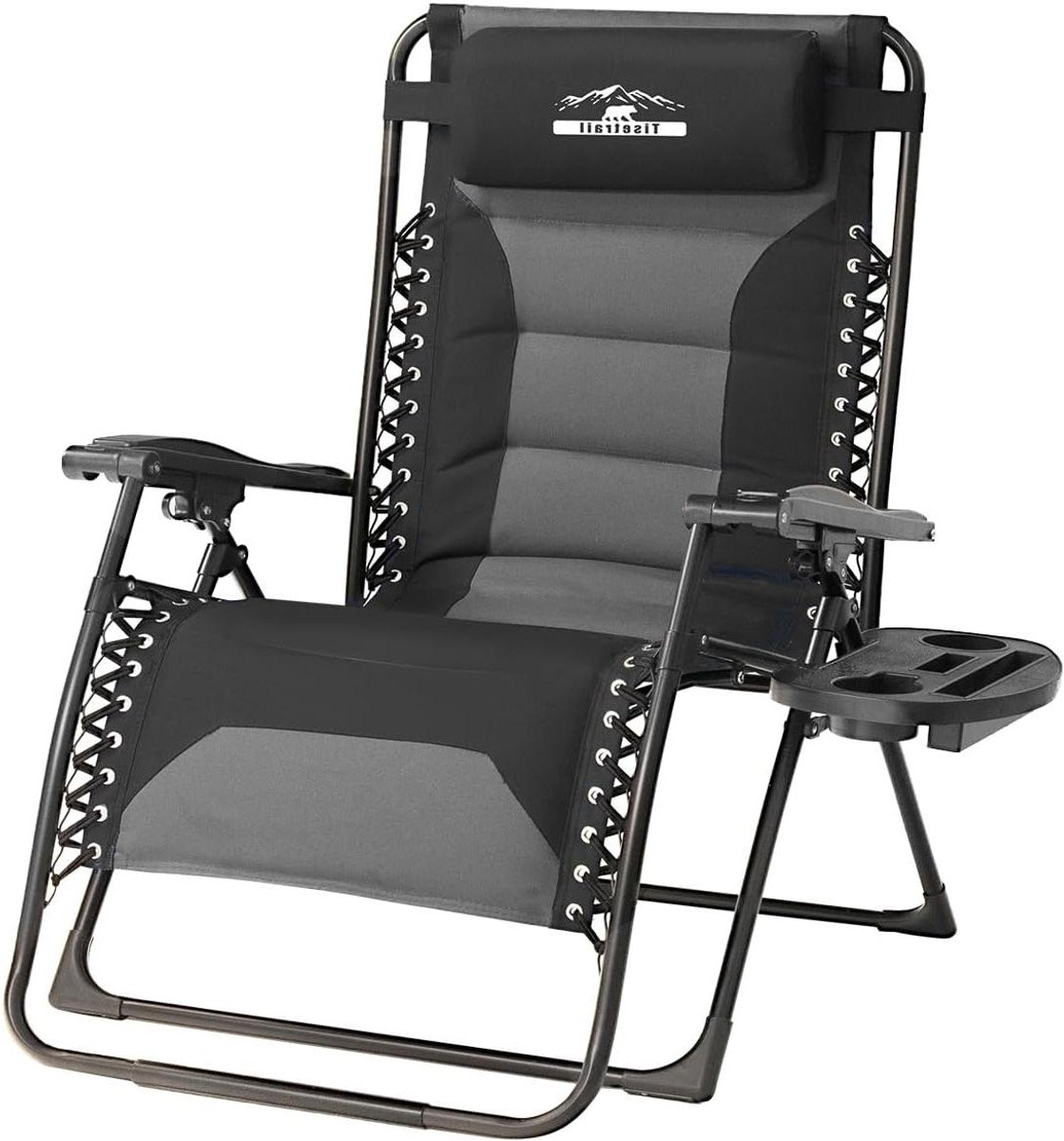 Zero Gravity Stoel - Liggende Fauteuil - Buiten Ontspannen - Verstelbaar Sluitsysteem - XL 93.5 cm - Zwart Grijs
