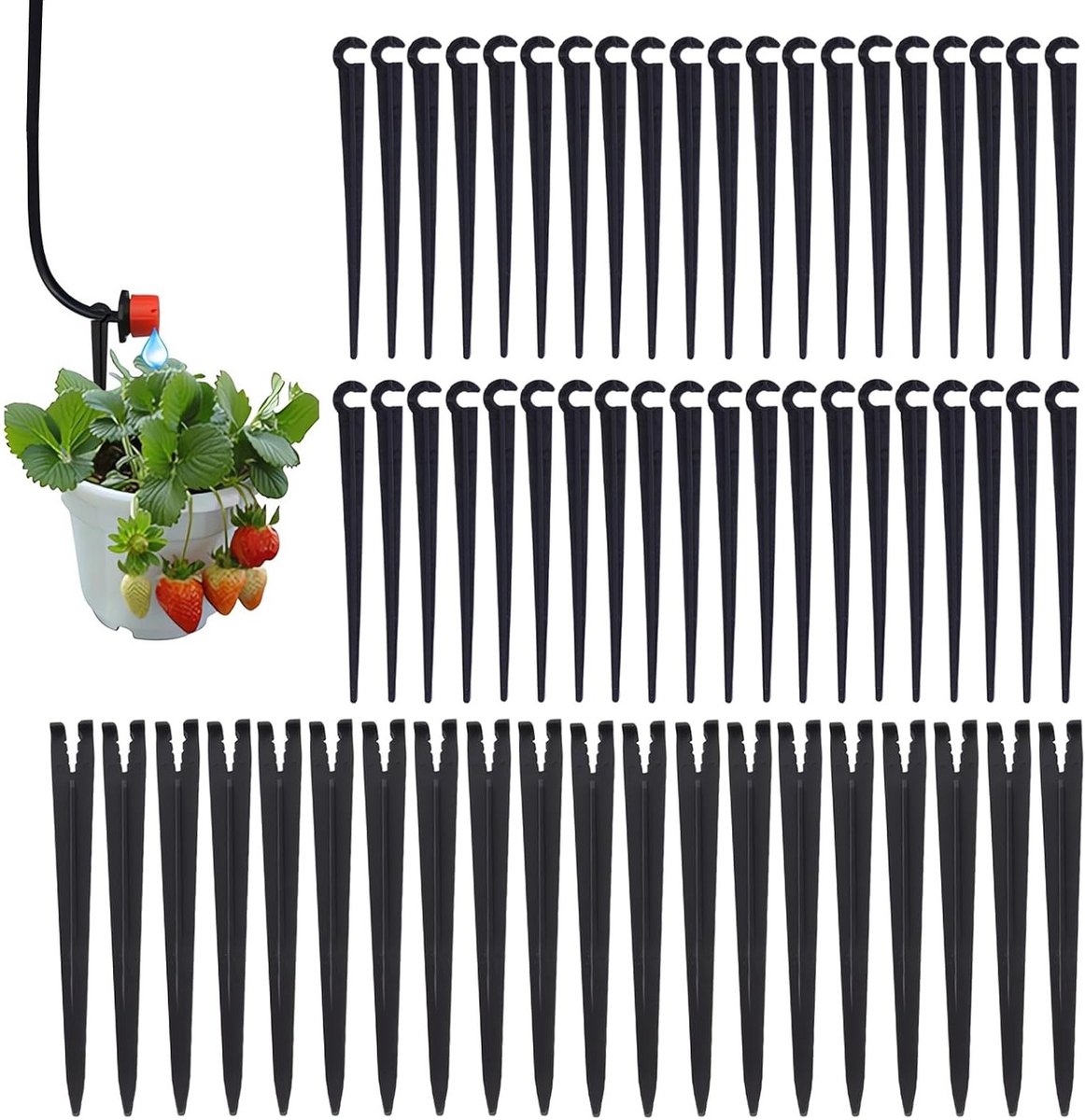 Set van 60 Irrigatie Slanghouders, 5 mm Peggen voor Tuin, Bloemen, Groenten en Kruidentuin