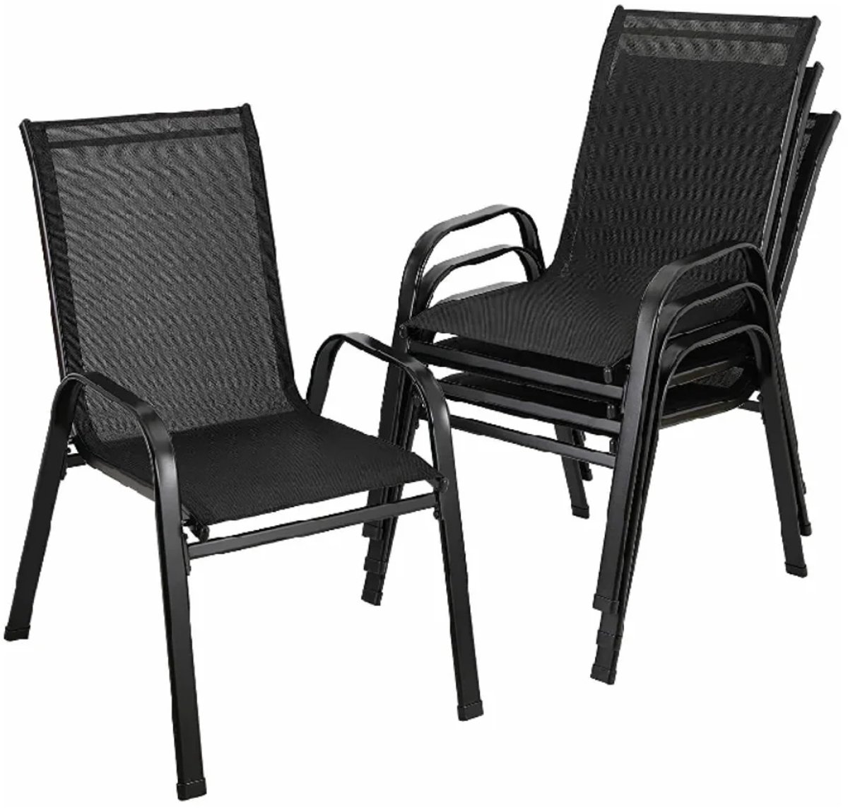 Jently tuinstoelen - buiten stoelen - tuinzetels - terras stoelen - terras zetels - campingstoelen - weerbestendig - set van 4 - zwart
