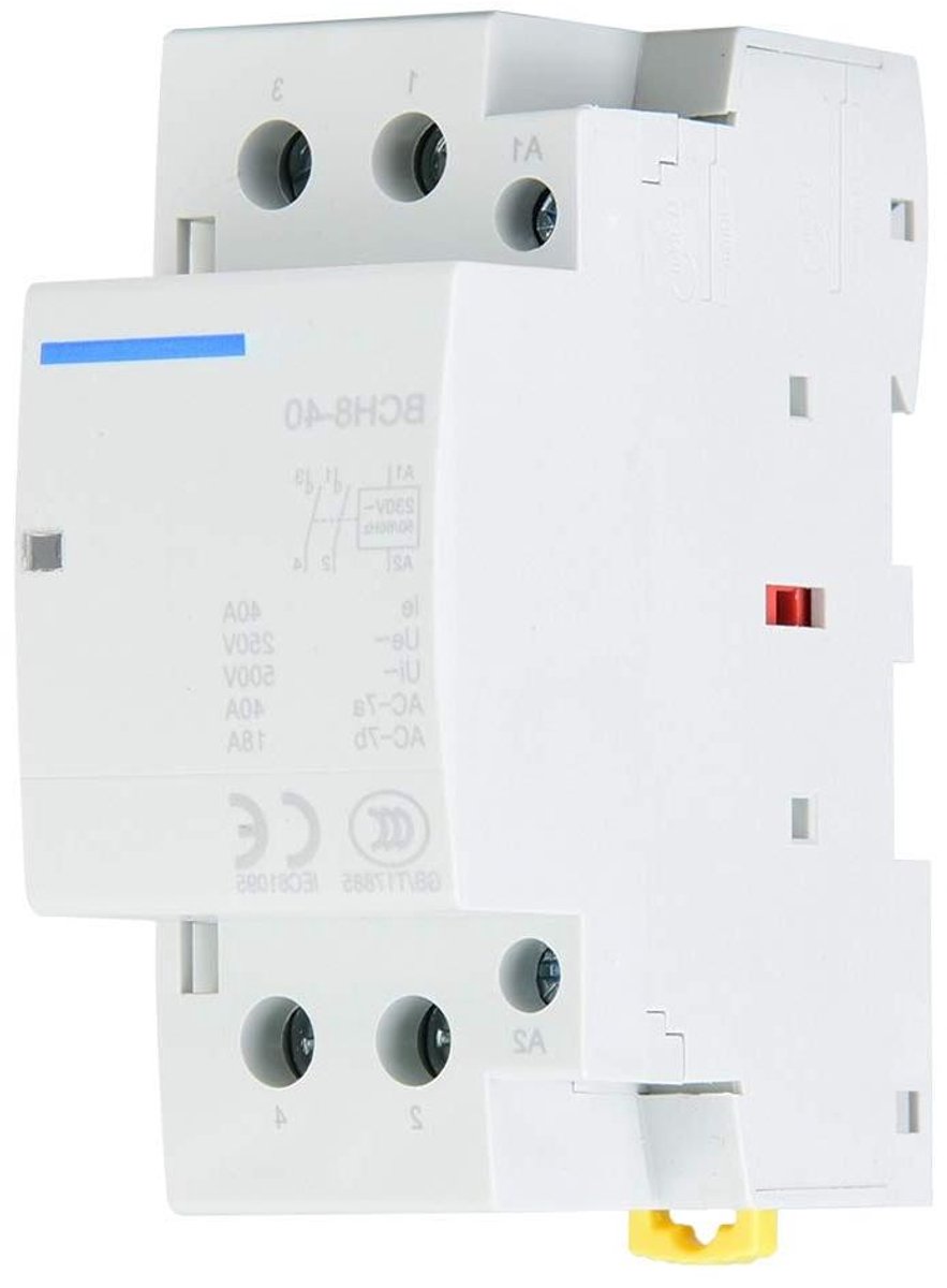 AC Schakelaar Huishouden - Stroomonderbreker DIN-rail - Elektrische Controle - 2 Polen 2NO - 40A - Wit