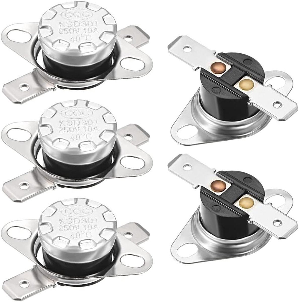 Thermostaat KSD301 - Temperatuurschakelaar Schijf - Apparaten Beveiligen - Dubbele metalen chip - 5 stuks - Zilver