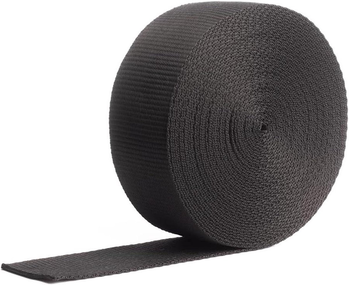 Webbingband Tape Polypropyleen - Bagageband Band - Bagage Bevestigen - Zware Toepassingen - 38mm - 1 Meter - Zwart