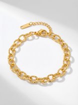 Lundholm Veerle Bedelarmband Dames Goud Kleurig - Schakelarmband met Bedel - Gouden Armband - Premium Stainless Steel Jewellery - Hypoallergene Sieraden - Kerstcadeau Mama - Cadeau Moeder - Vrouwen Cadeautjes - my Lundholm