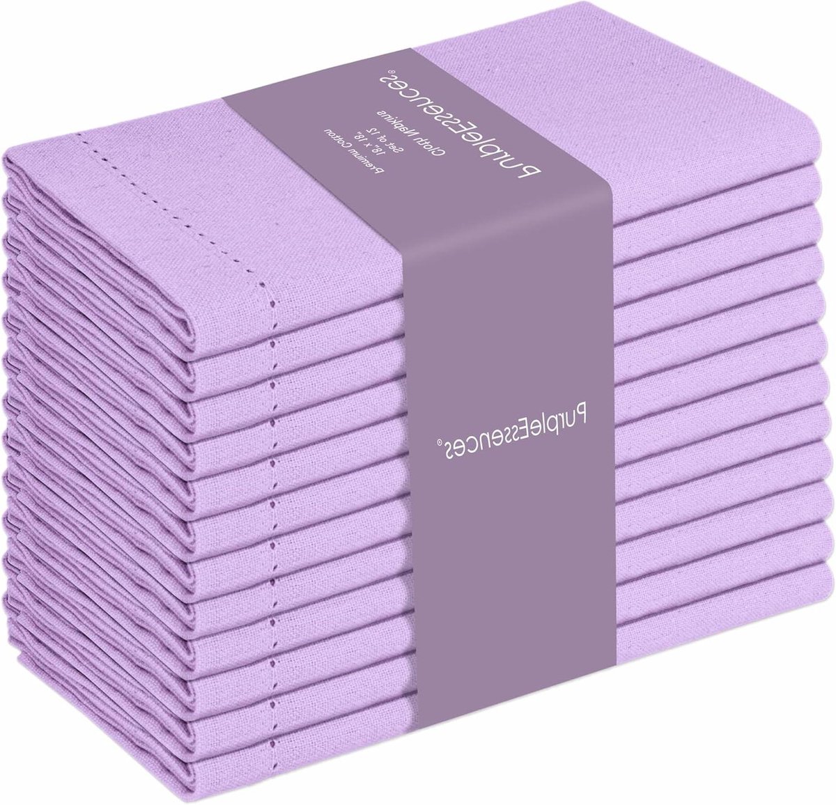 Katoenen Diner Servetten - Stoffen Tafellinnen - Tafeldekken Diner - Verstekhoeken Royale Zoom - 45x45 cm 12 Stuks - Lavendel