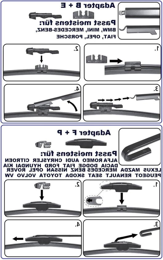 Achterruitenwisser - Ruitenwisserblad - Veilig Zicht - Easy Clip Adapter - 280 mm - Zwart