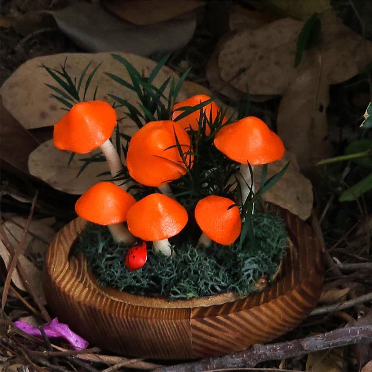 Paddestoellamp - Decoratie lamp - Sfeerverlichting thuis - Handgemaakt van glas - Niet gespecificeerd - Oranje