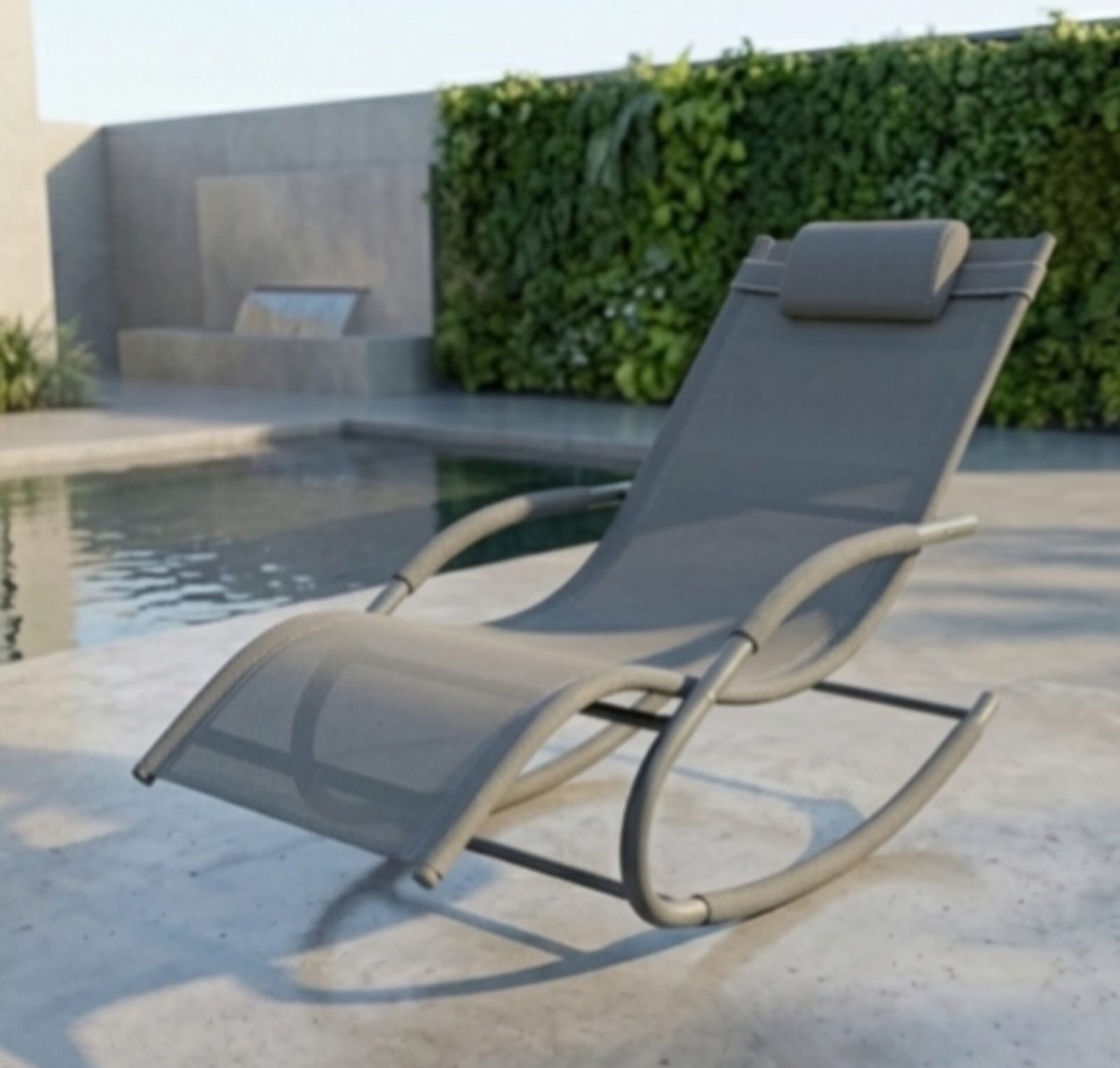 Zonneligstoel 2 Personen 150x63x87 cm – Luxe Schommel Ligbed met Hoofdkussen, Weerbestendige Tuinligstoel voor Balkon, Terras & Camping – Grijs – Urbanhome