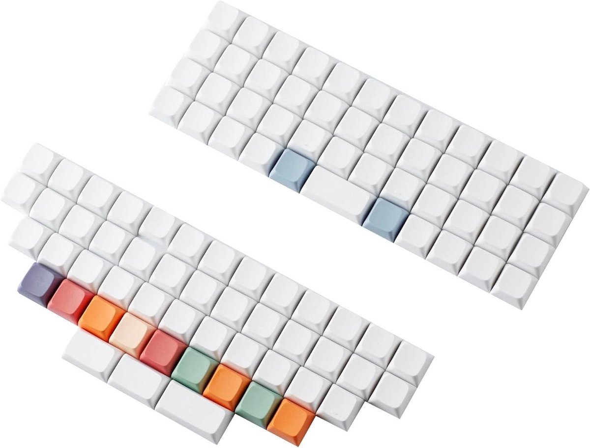 Blanco Keycaps Set - Lege Toetsenkapjes PBT - Toetsenbord Personalisatie - XDA Profiel Balvorm - 96 Toetsen - Kleurrijk