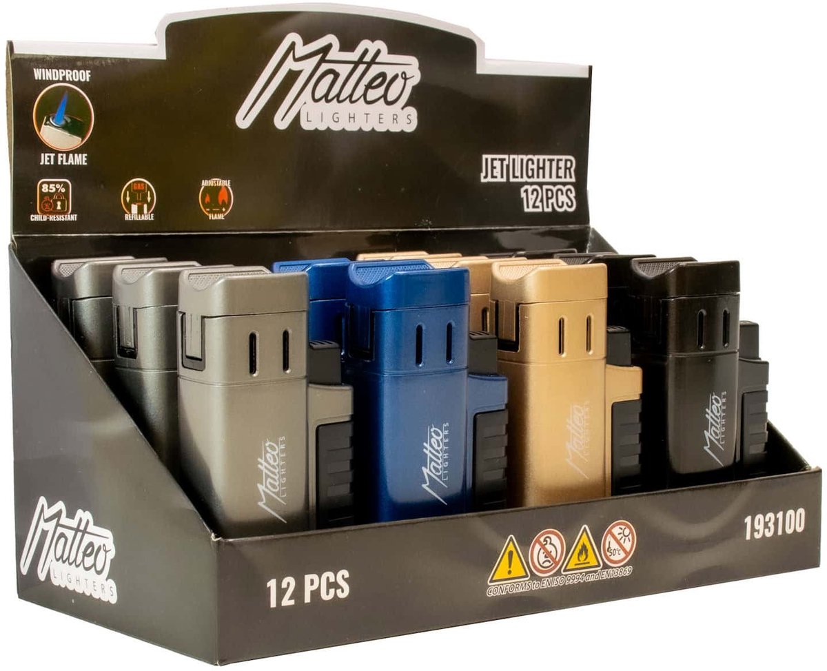 Matteo Fremont Triple JetFlame aanstekers - Display 12 stuks