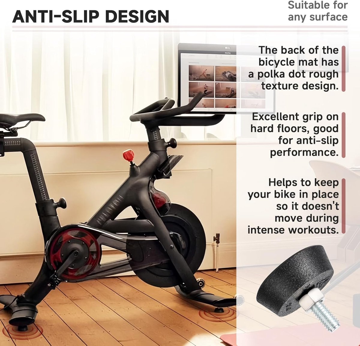 Hometrainer Voetsteunen - Fietsstabilisator Pads - Stabiel Trainen - Antislip Schokabsorberend - 4 stuks - Zwart