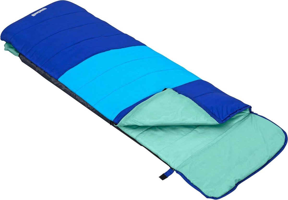 2-in-1 Slaapzak - Luchtbed Slaapzak - Kamperen en Reizen - Geïntegreerd Luchtkussen - 203 x 75 cm - Blauw/Groen