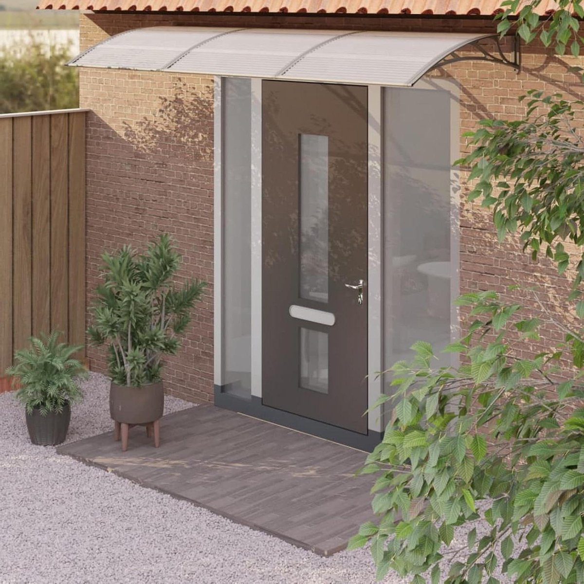 Luifel voor Buiten - Overkapping Raam - Voordeur Beschermen - Polycarbonaat Dak - 300 x 100 cm - Grijs en Wit